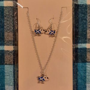 Saltire scottie dog earrings and necklace set