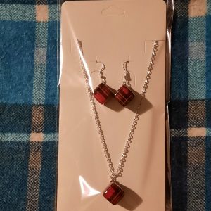 Tartan earrings and necklace set