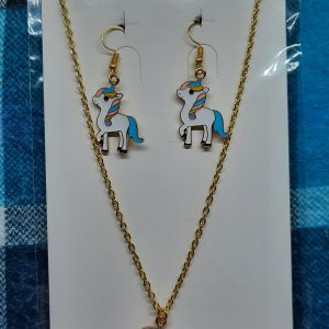 Magical Unicorn earrings and necklace set